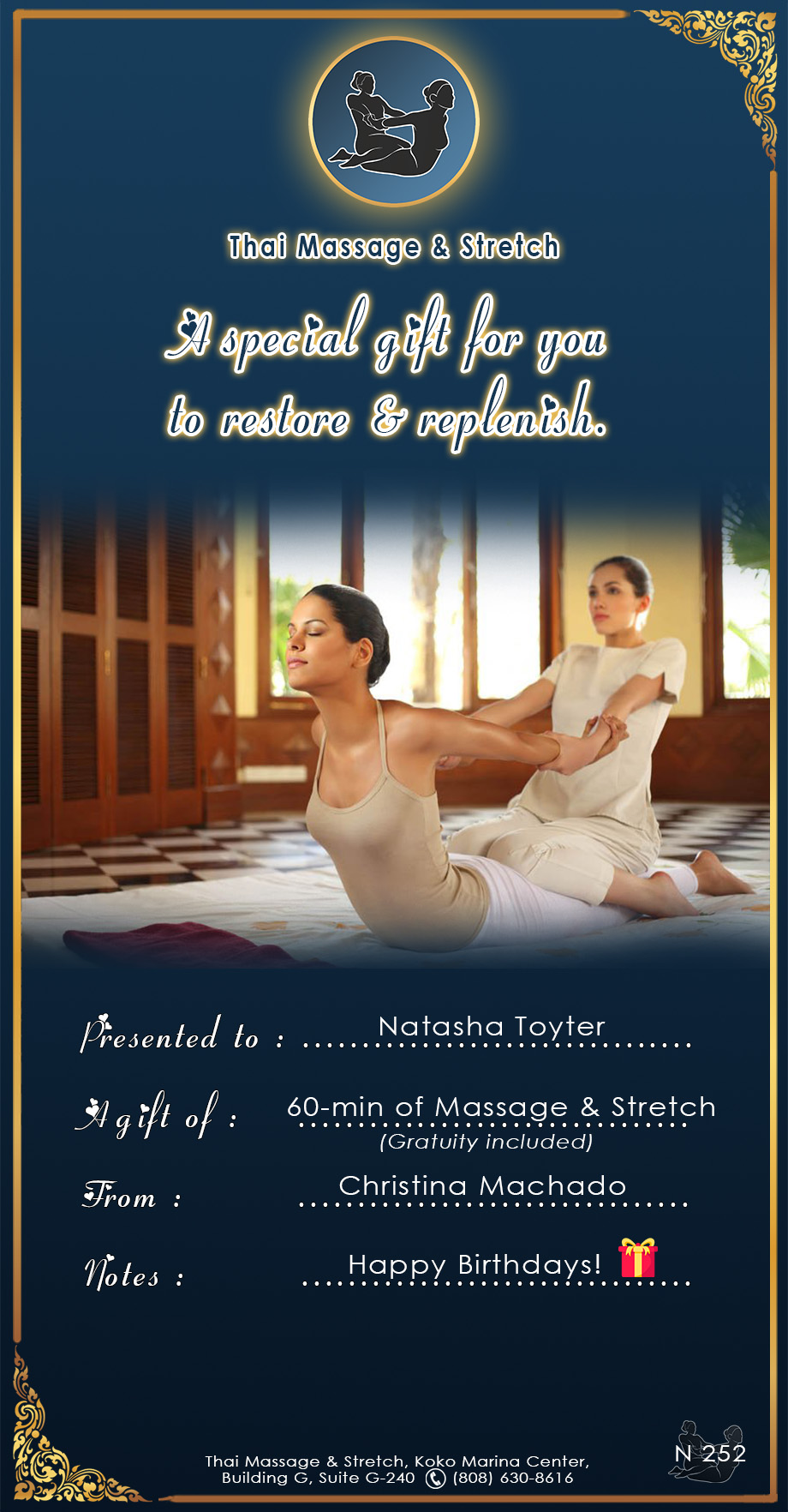 e-Gift Certificate 252 Natasha Toyter